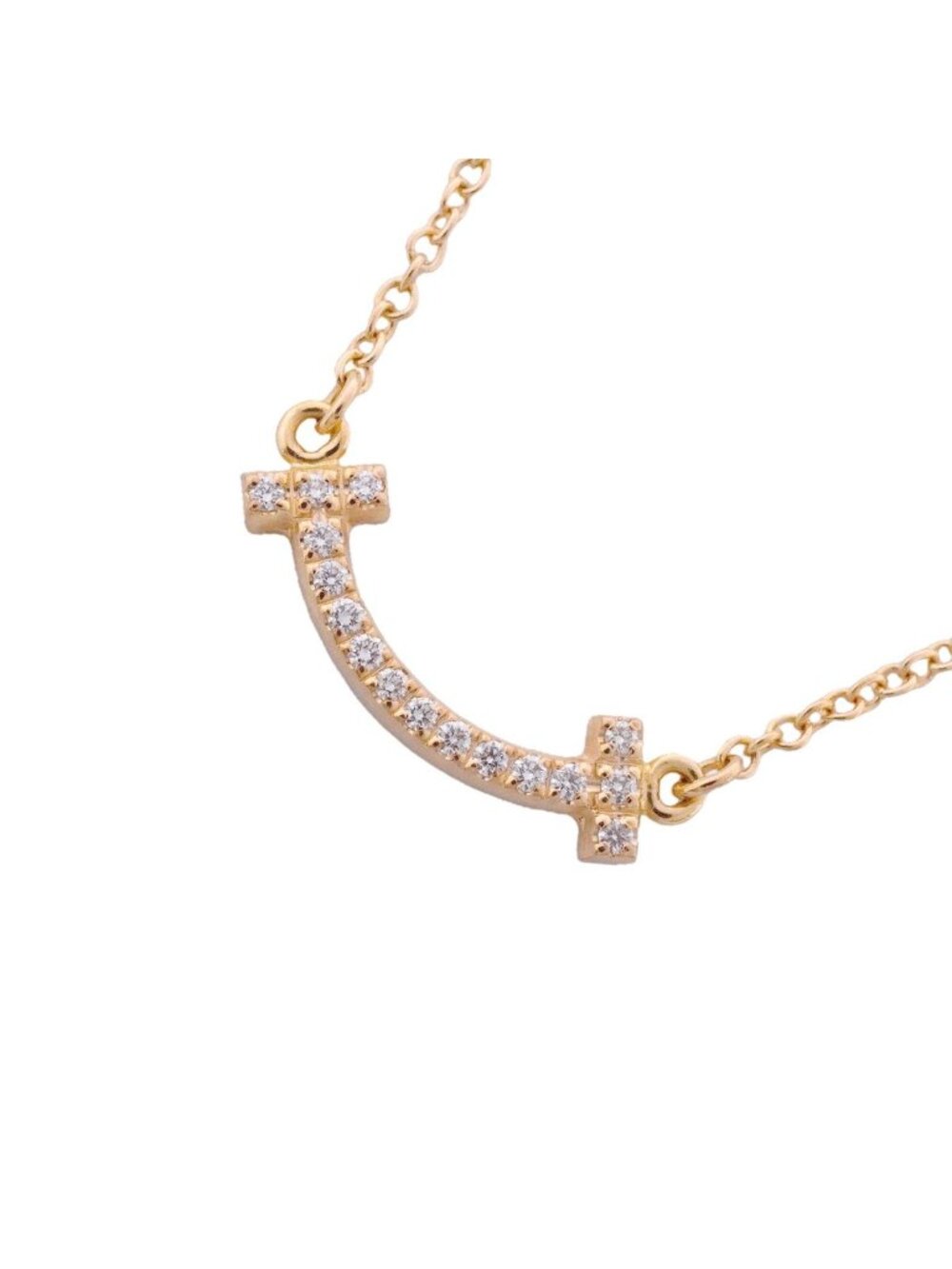 Tiffany & Co Necklace T Smile Mini 18k Pink Gold Diamond